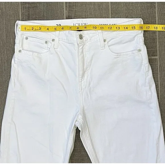 J. Crew Women’s Skinny Flare Jeans Size 29 White Stretch Zipper Pockets Denim - Picture 5 of 15